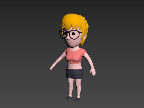 Cartoon Female Character Rigged 014 3D Модель