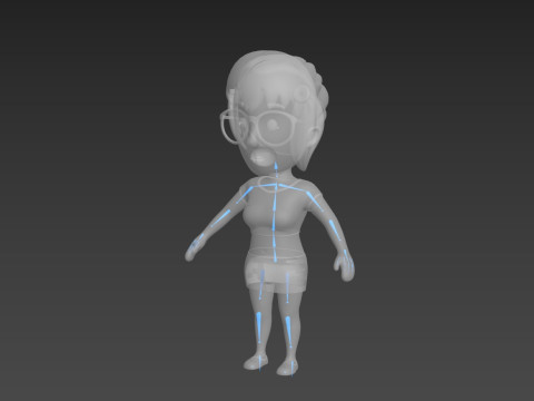 Cartoon Female Character Rigged 014 3D Модель
