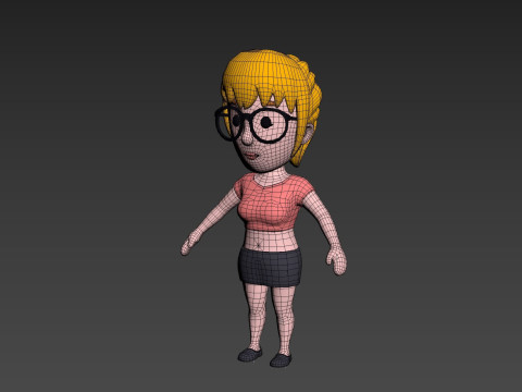 Cartoon Female Character Rigged 014 3D Модель