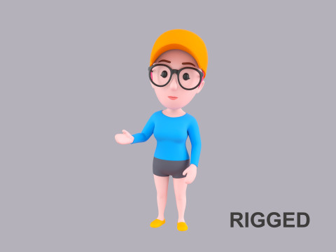 Cartoon Female Character Rigged 015 3Dモデル