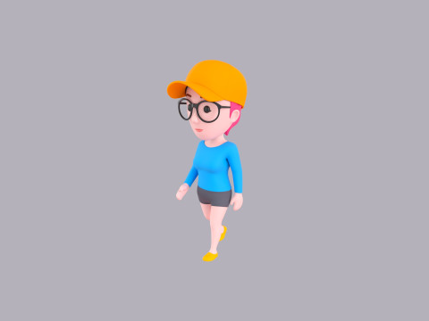 Cartoon Female Character Rigged 015 Modèle 3D