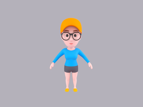Cartoon Female Character Rigged 015 Modèle 3D