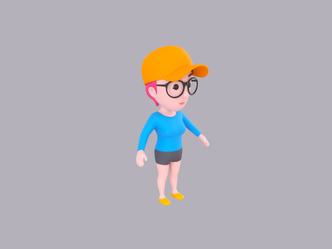 Cartoon Female Character Rigged 015 Modèle 3D