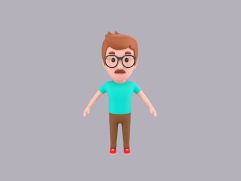 Cartoon Male Character Rigged 011 Model 3D