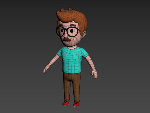 Cartoon Male Character Rigged 011 Model 3D
