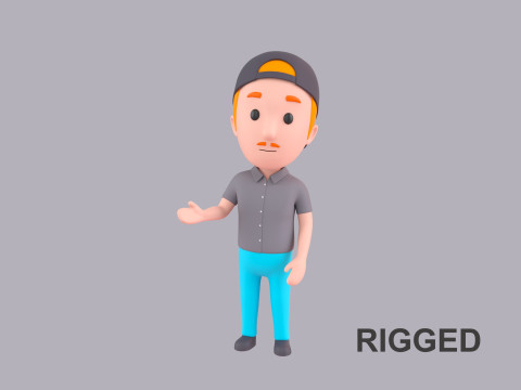 Cartoon Male Character Rigged 012 3D Model