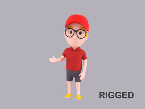 Cartoon Male Character Rigged 014 3D Model