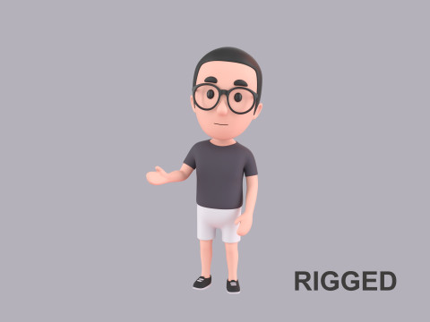 Cartoon Male Character Rigged 015 3D Model