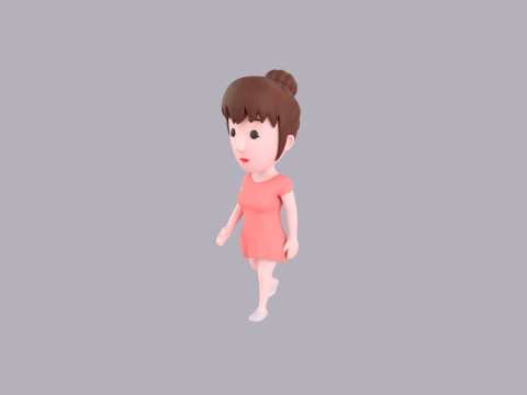 Cartoon Female Character Rigged 016 Model 3D