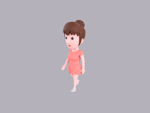 Cartoon Female Character Rigged 016 3D Model