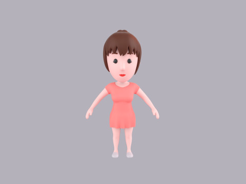 Cartoon Female Character Rigged 016 Model 3D