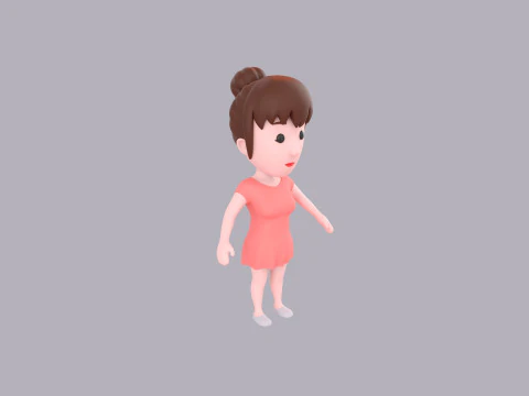 Cartoon Female Character Rigged 016 3D Model