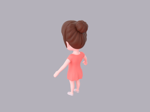 Cartoon Female Character Rigged 016 Model 3D