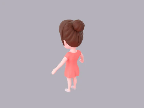 Cartoon Female Character Rigged 016 3D Model