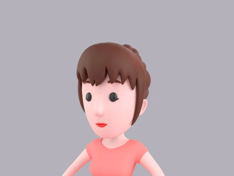 Cartoon Female Character Rigged 016 3D Model
