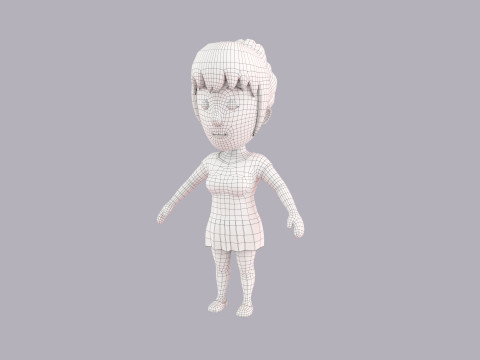 Cartoon Female Character Rigged 016 Model 3D
