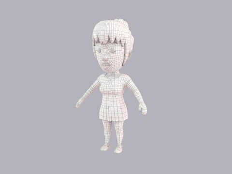 Cartoon Female Character Rigged 016 3D Model