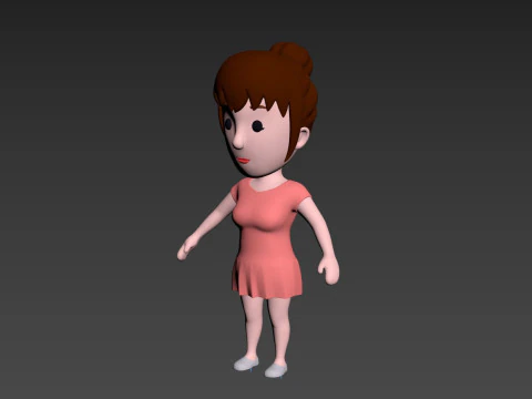 Cartoon Female Character Rigged 016 3D Model