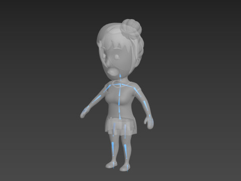 Cartoon Female Character Rigged 016 Model 3D