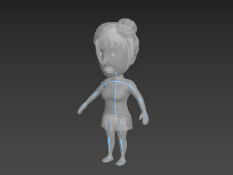 Cartoon Female Character Rigged 016 3D Model