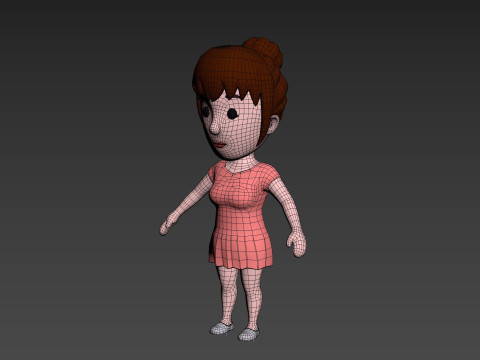 Cartoon Female Character Rigged 016 Model 3D