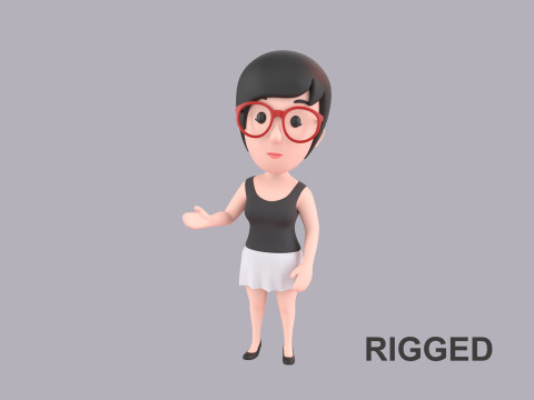 Cartoon Female Character Rigged 017 3Dモデル