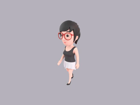 Cartoon Female Character Rigged 017 3D Model