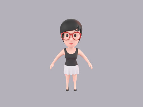 Cartoon Female Character Rigged 017 Model 3D