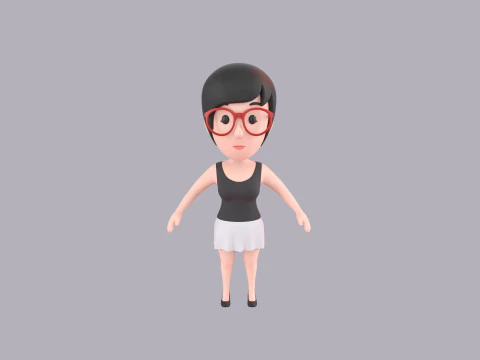 Cartoon Female Character Rigged 017 3D Model