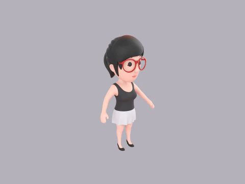 Cartoon Female Character Rigged 017 3D Model