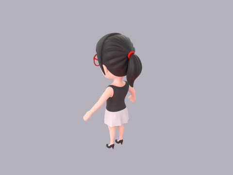 Cartoon Female Character Rigged 017 Model 3D