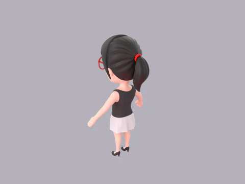 Cartoon Female Character Rigged 017 3D Model
