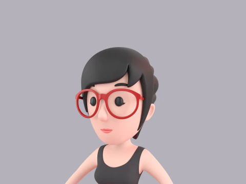 Cartoon Female Character Rigged 017 3D Model
