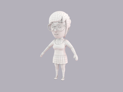 Cartoon Female Character Rigged 017 Model 3D