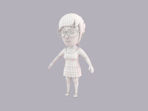 Cartoon Female Character Rigged 017 3D Model