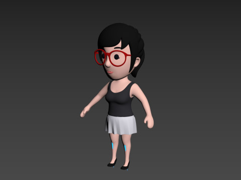 Cartoon Female Character Rigged 017 Model 3D