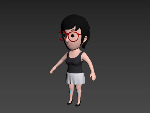 Cartoon Female Character Rigged 017 3D Model