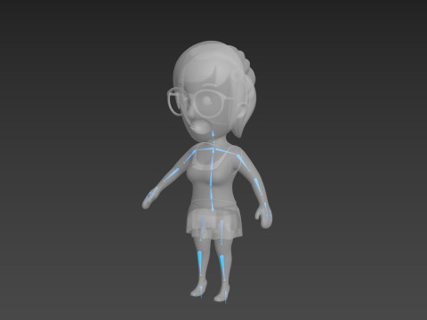 Cartoon Female Character Rigged 017 Model 3D
