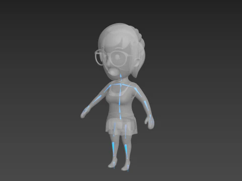Cartoon Female Character Rigged 017 3D Model