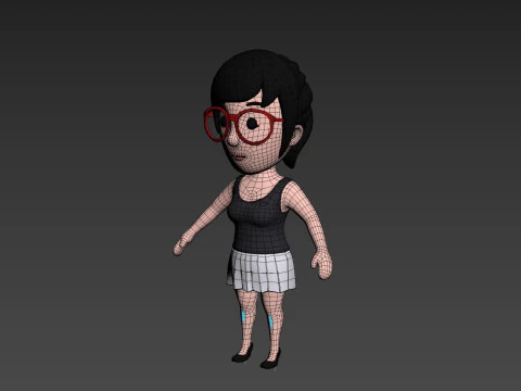 Cartoon Female Character Rigged 017 3D Model