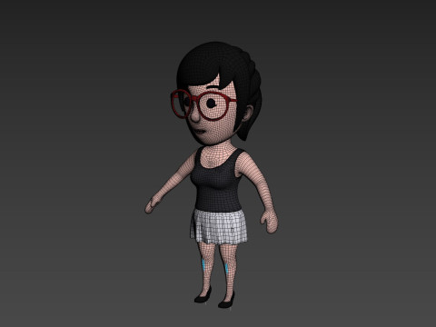 Cartoon Female Character Rigged 017 Model 3D