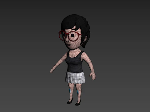 Cartoon Female Character Rigged 017 3D Model