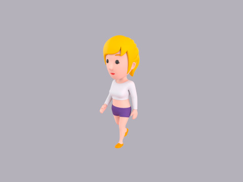 Cartoon Female Character Rigged 018 Modèle 3D