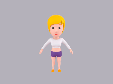 Cartoon Female Character Rigged 018 Modèle 3D