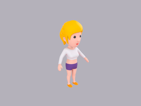 Cartoon Female Character Rigged 018 Modèle 3D