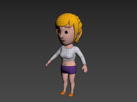 Cartoon Female Character Rigged 018 Modèle 3D
