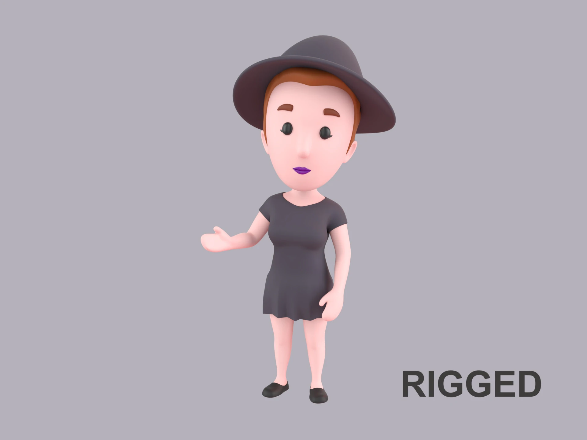 Cartoon Female Character Rigged 019 3D Model .c4d .max .obj .3ds .fbx .stl .blend 
