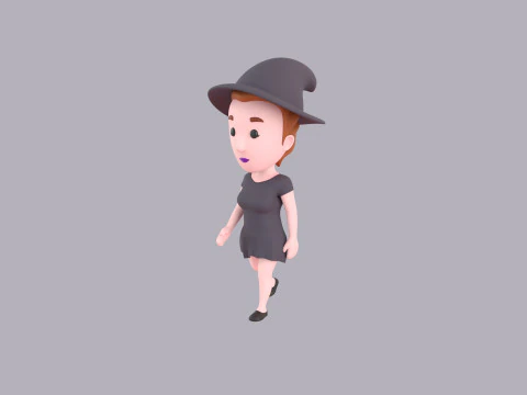 Cartoon Female Character Rigged 019 3D Model
