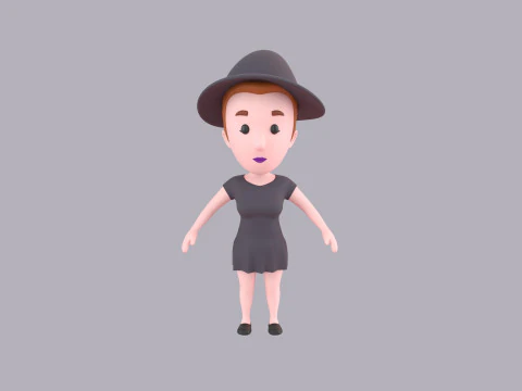 Cartoon Female Character Rigged 019 3D Model