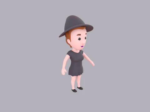 Cartoon Female Character Rigged 019 3D Model